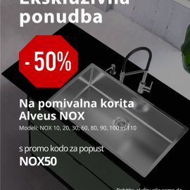 Akcijska ponudba, 50% popusta na pomivalna korita Alveus Nox