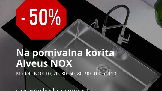 Akcijska ponudba, 50% popusta na pomivalna korita Alveus Nox