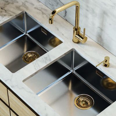 Alveus stainless steel sink and gold waste