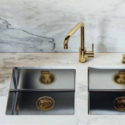Alveus stainless steel sink and gold waste