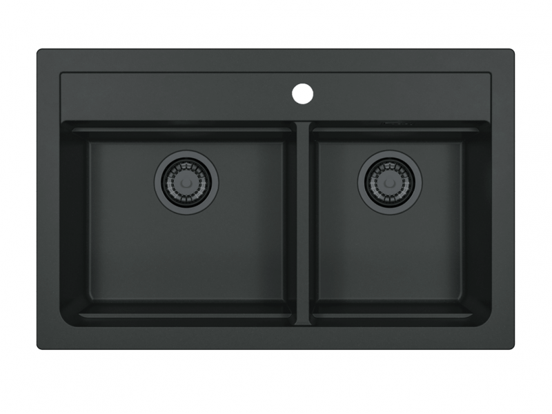 Črno, dvojno, granitno korito za kuhinjo Alveus Atrox 50 A90 Black edition