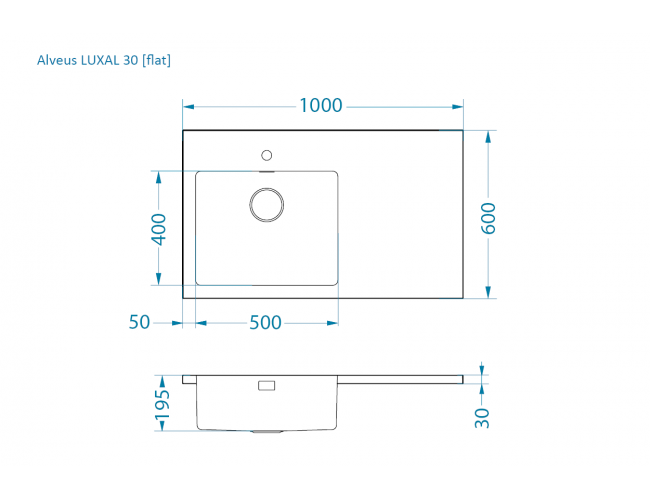 Dimensiones de la cubeta Alveus Luxal 30
