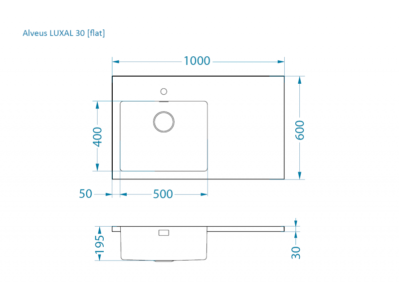 Dimensiones de la cubeta Alveus Luxal 30