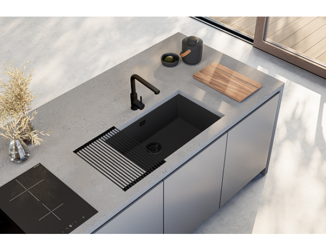 Alveus Big black kitchen sink and tap 