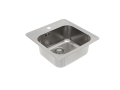 Modelo 3D de un fregadero de cocina individual de acero inoxidable con un orificio para el grifo de cocina