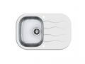 Fregadero blanco WAVE 20 con superficie de escurrido, vidrio templado, 760x500